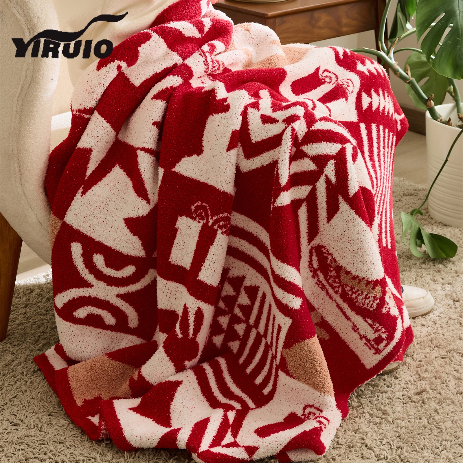 

YIRUIO Creative Pattern Design Blanket Throw Winter Warm Cozy Soft Downy Microfiber Knitted Bed Sofa TV Read Nap Plaid Blankets