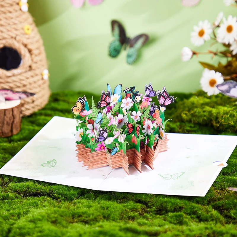 

3D Pop Up Flower Greeting Wedding Invitations Card Easter Postcards Mother’s Day Butterfly Pop Up Card