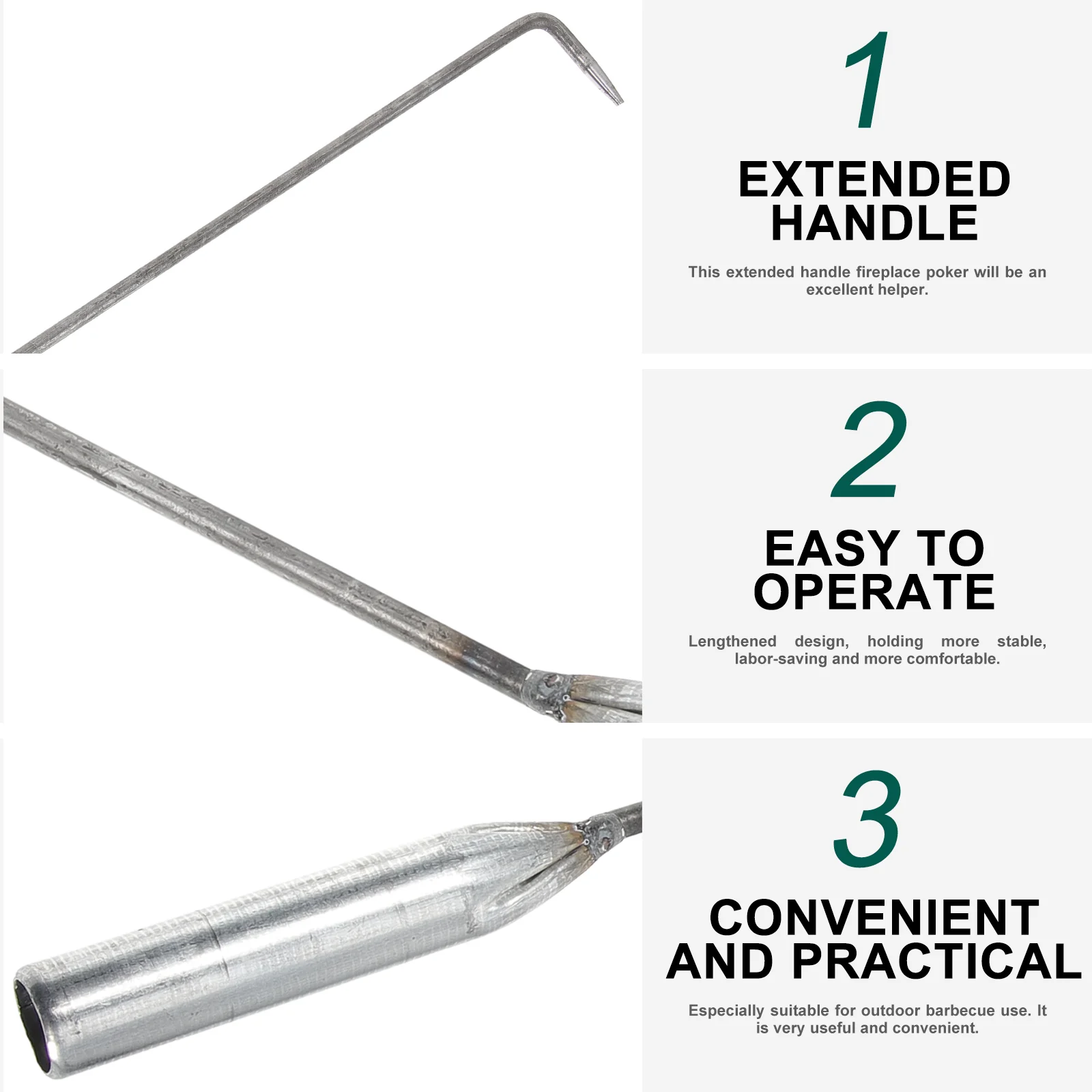 Coal Hook Multi-function Fireplace Poker Tools Pit Clip Tongs Iron Camping Outdoor Accessories