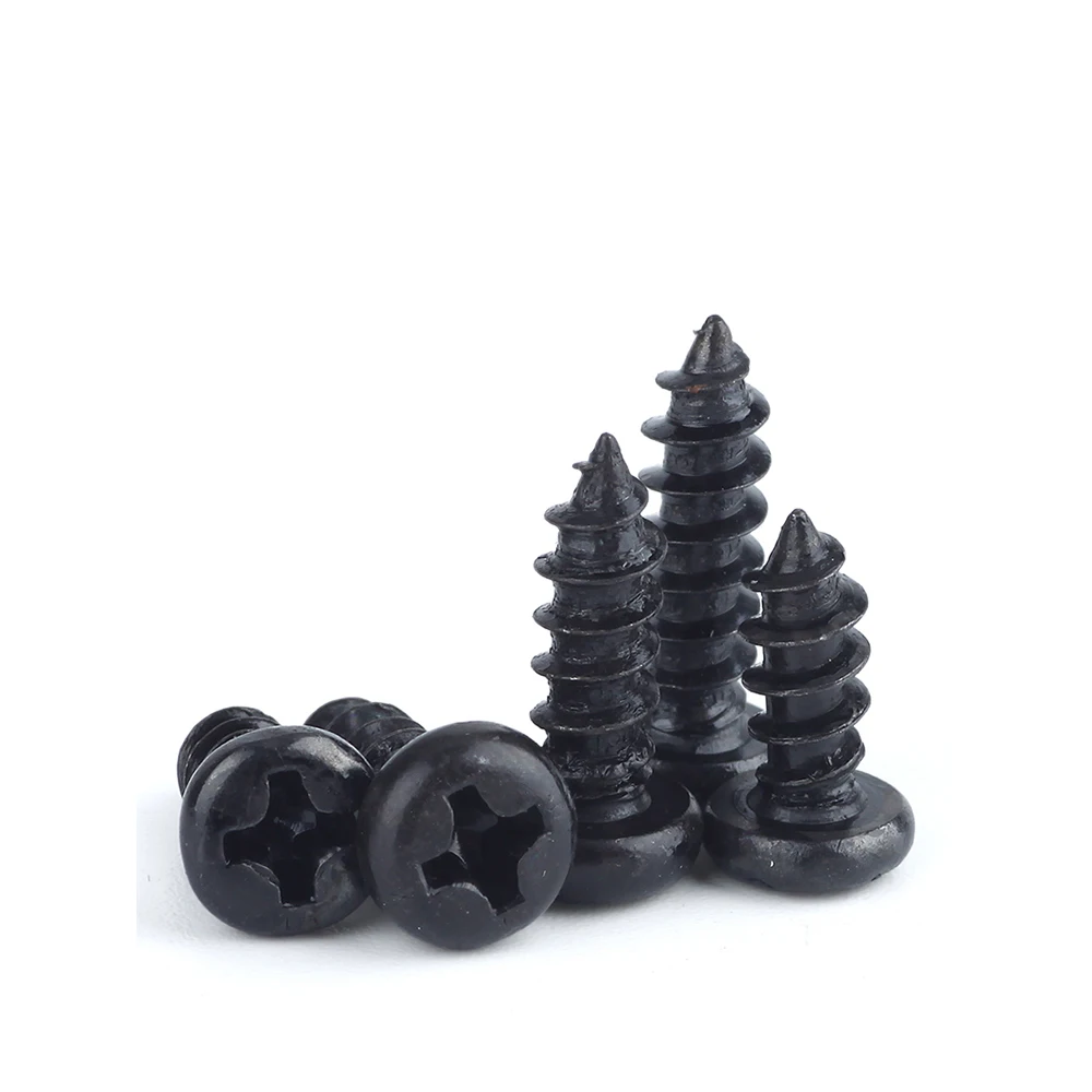 

50/100pcs Black round head cross tapping screw small round head tapping screw m1-m2-m3-m5