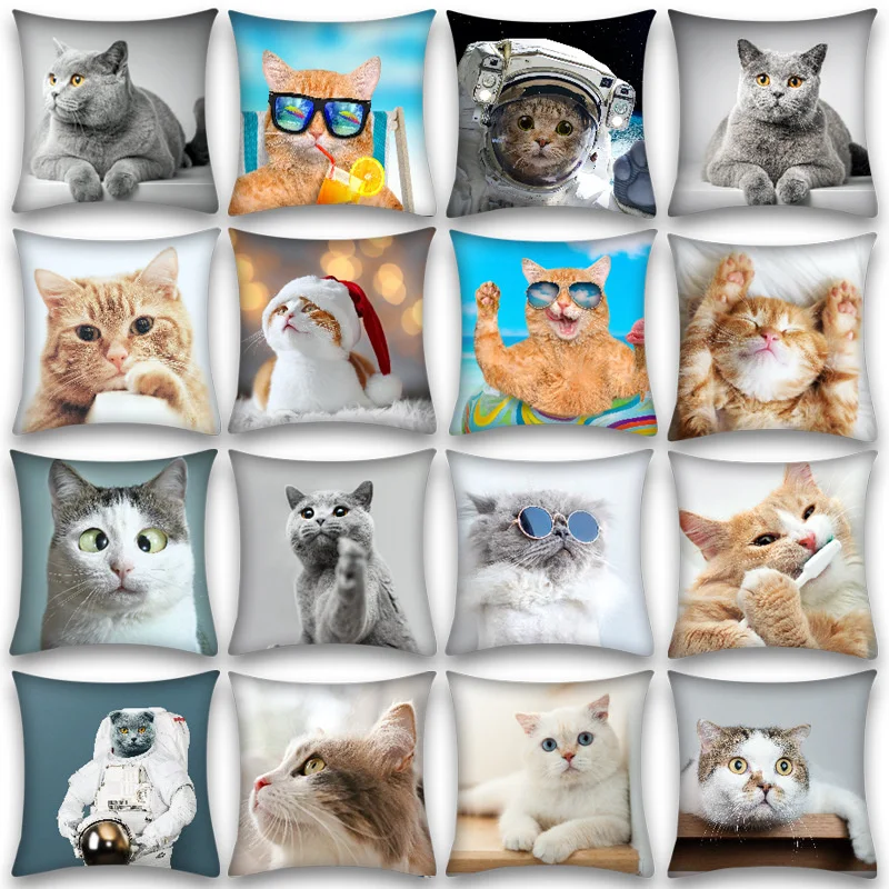 

Cute Cat Pillow Case Anime Cartoon Animal Cushion Cover Sofa Home Decorative Custom 45x45cm Nordic Household Office Pillowslip