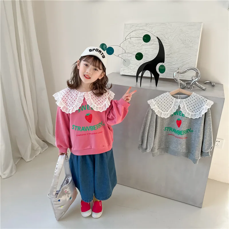 Новинка Весна 2022 милые толстовки для маленьких девочек с принтом клубники