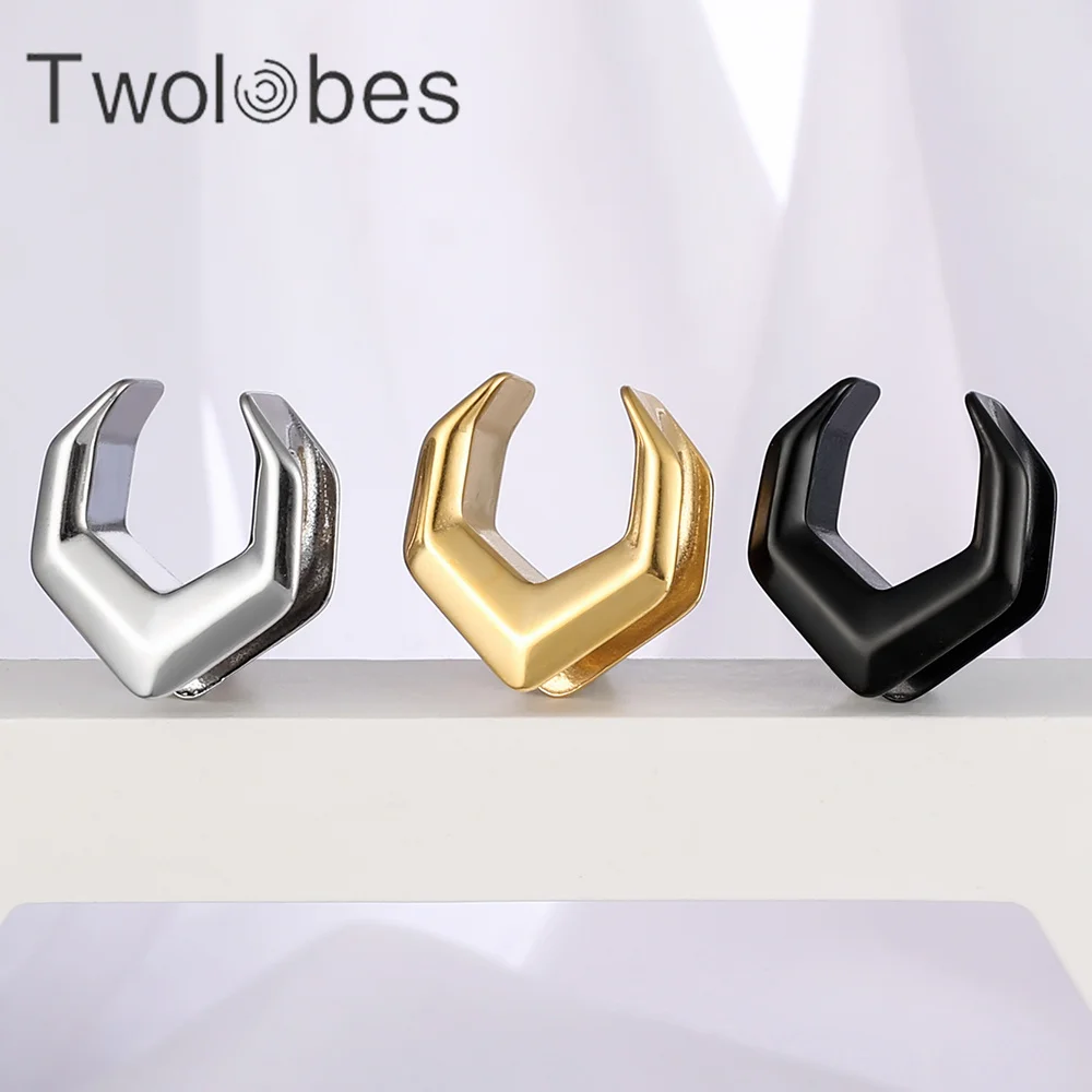 

Towlobes 2PCS New Fashion Punk Hexagon Saddle Plugs Ear Gauges Tunnels for Stretched Lobe Piercing Body Jewelry Stainless Steel