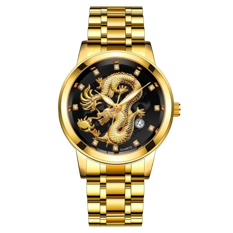 2023 Popular Europe and the United States fashion new men's watch stainless steel perpetual calendar dragon business waterproof