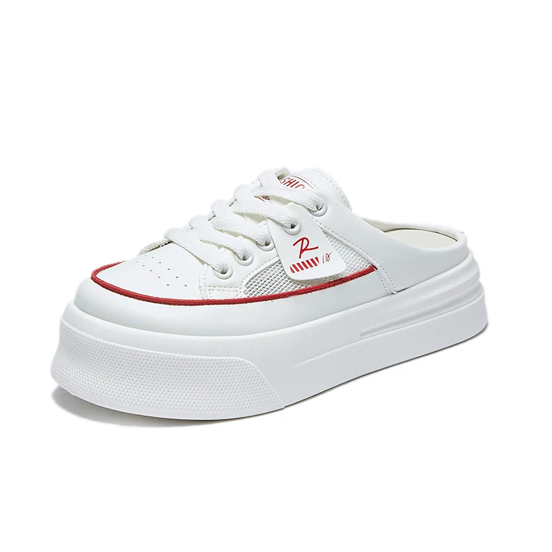 Fashion White Shoes Female 2023 New Style lat-soled Wild Flat-bottomed Summer Thin Section Baotou Half Slippers
