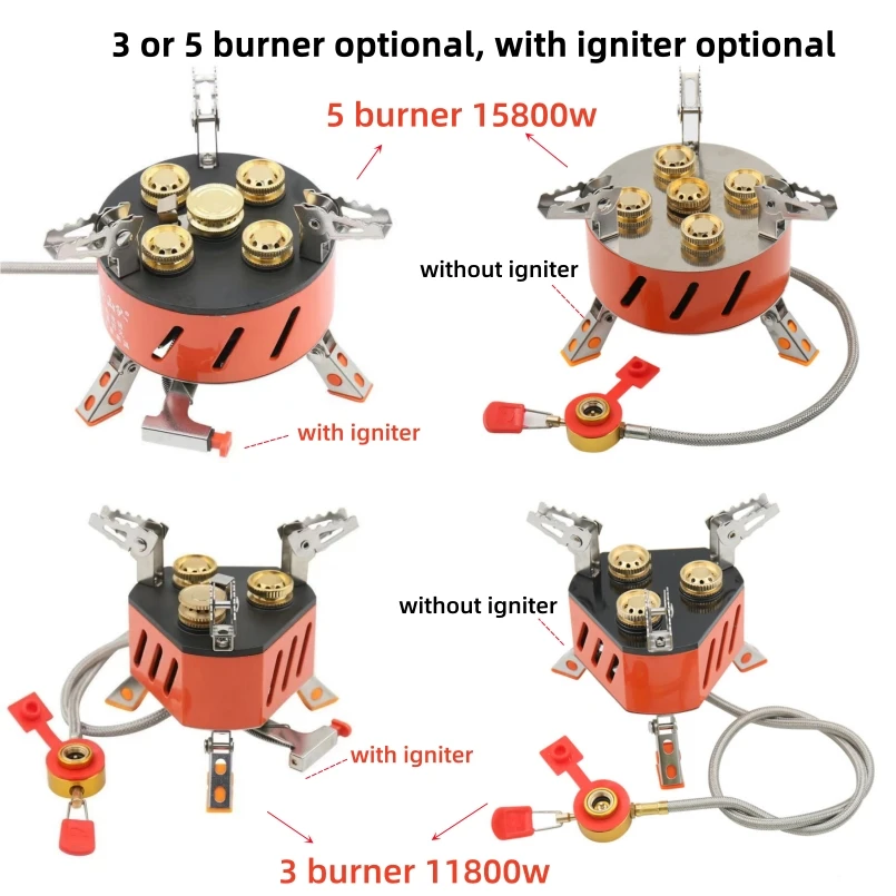 Газовая плита для кемпинга с мощным огнем 3/5 ядер ветрозащитная туристическая