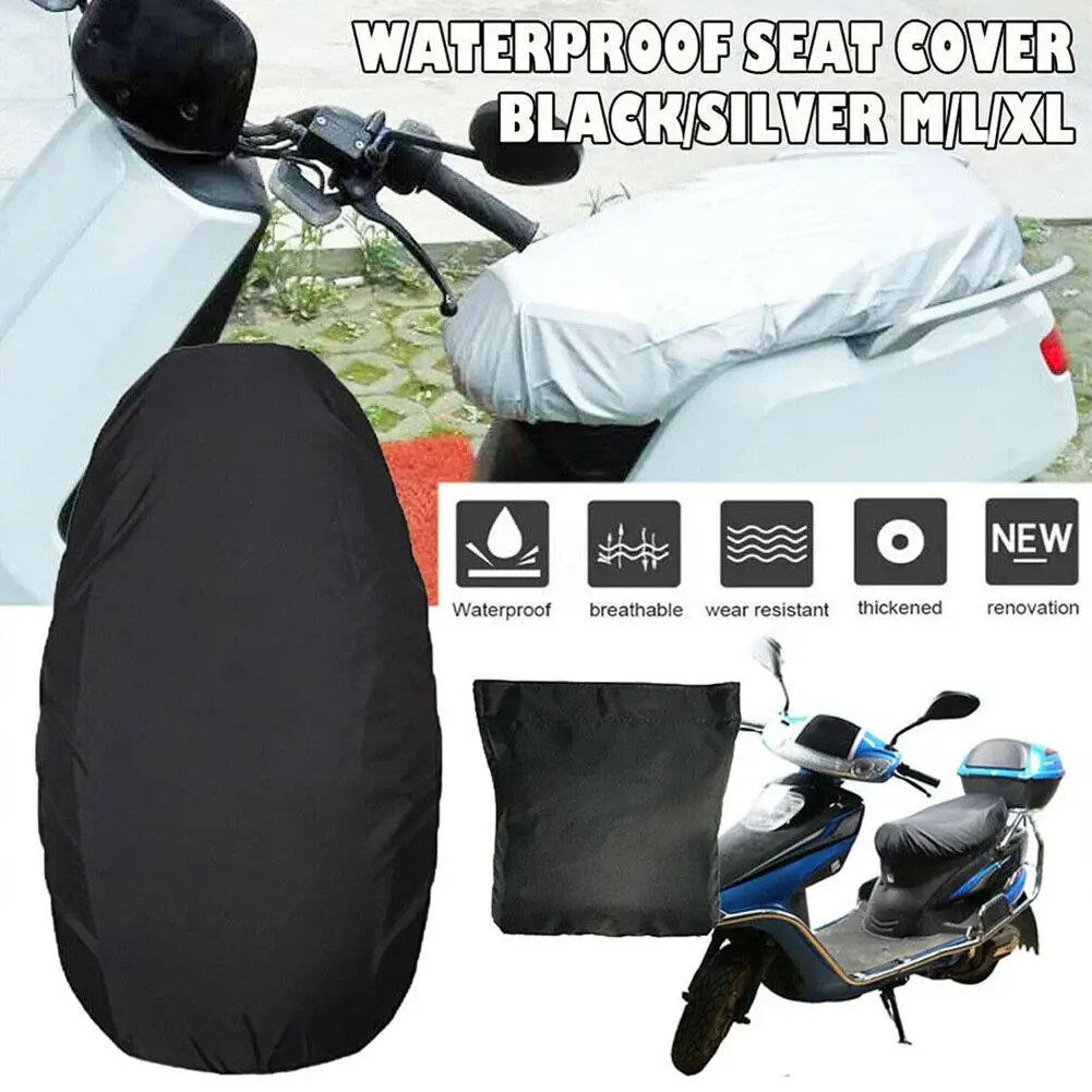 

Universal Motorcycle Rain Seat Cover Flexible Waterproof Dust Sun Protect Motorcycle Saddle Sown 210D Cover Black UV Access Y0S1