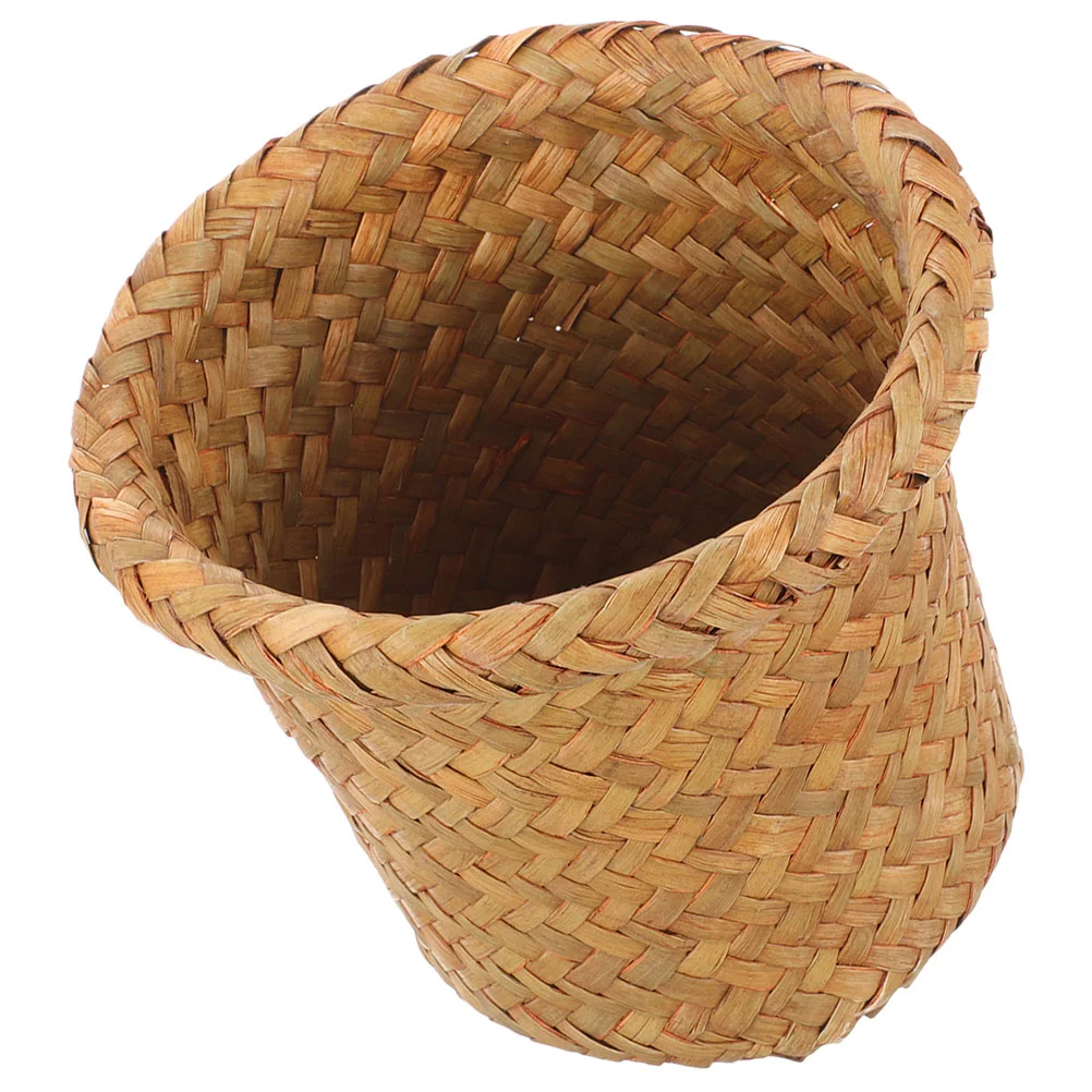 

Organizer Natural Trash Can Waste Basket Woven Room Small Bathroom Storage Paper