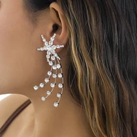 korean big statement full shiny crystals dangle earrings for women bridal wedding crystals trendy geometric earring jewelry