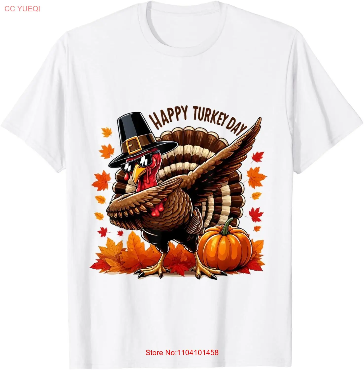 Thanksgiving Funny Turkey Pilgrim dabbing Pumpkins Boys Kids T-Shirt