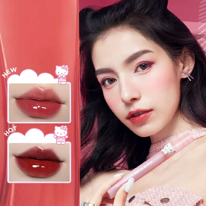 

Sanrioed Colorkey Co-branded Lipstick Cartoon Anime Hello Kitty Cinnamoroll Velvet Matte Lip Glaze Kawaii Gift Set for Girls