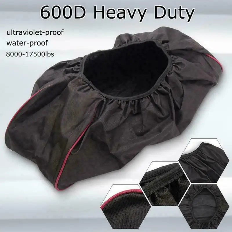 

Car Winch Dust Cover Black 600D Waterproof Soft Capstan Cover Fit For 8000-17500LBS Pound Capacity Trailer SUV 57*18*20cm