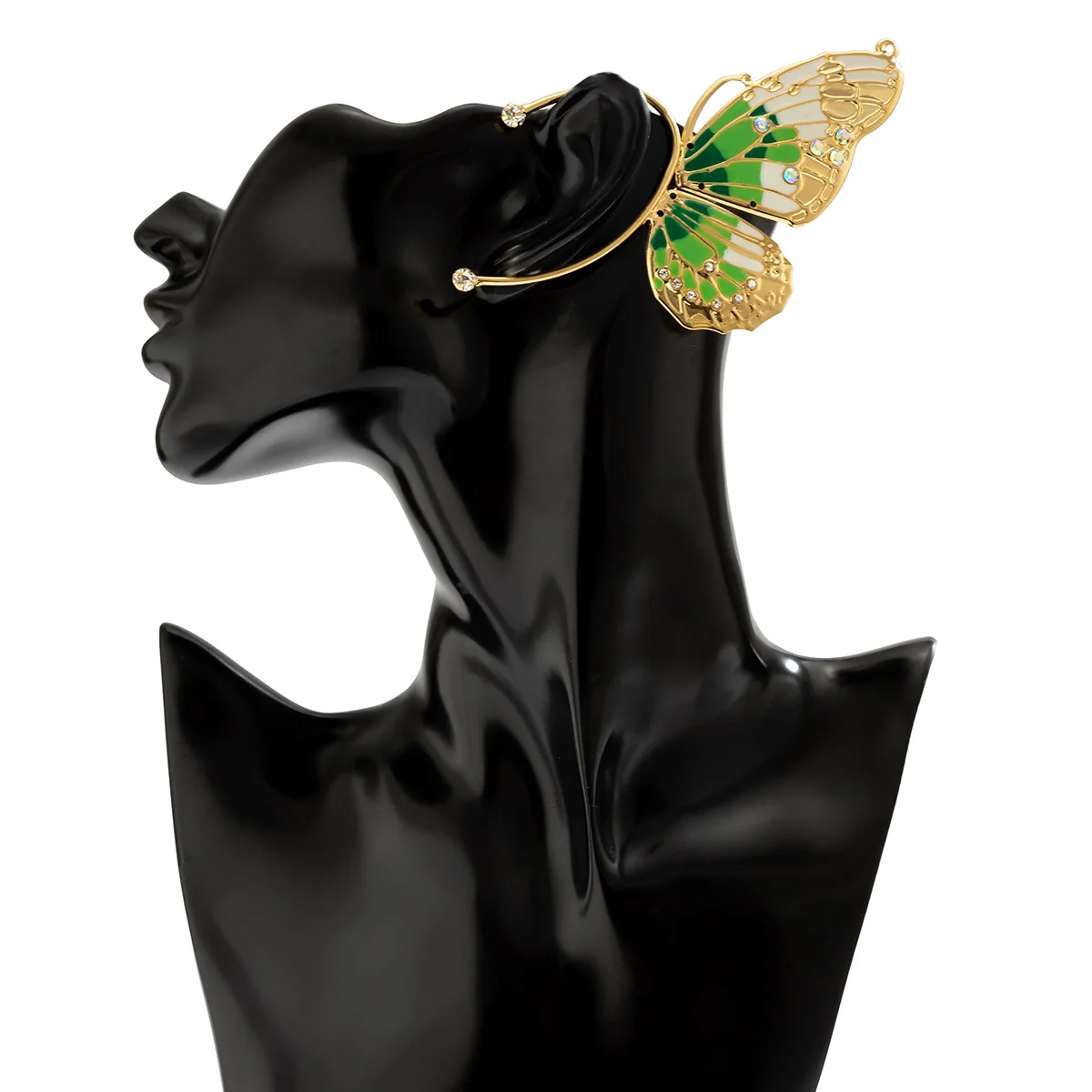 1PC Butterfly Elf Earless Ear Clip Vintage Beautiful Rhinestone Wings Fashion Earbone Clip For Women's Birthday Gift