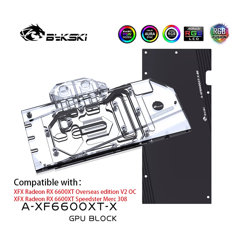 

Водяной блок Bykski GPU для XFX Radeon RX 6600XT Speedster Merc / V2 OC видеокарта, медный радиатор, охладитель VGA, фотография