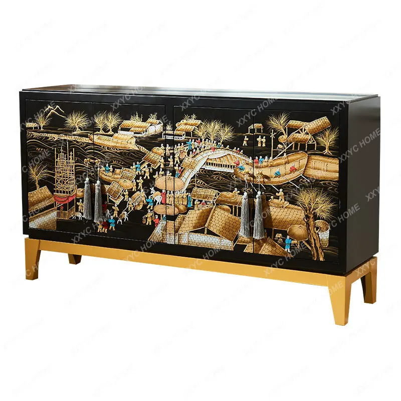 Черный Qingming Shanghe карта средней и старой четырех предметов буфет для гостиной