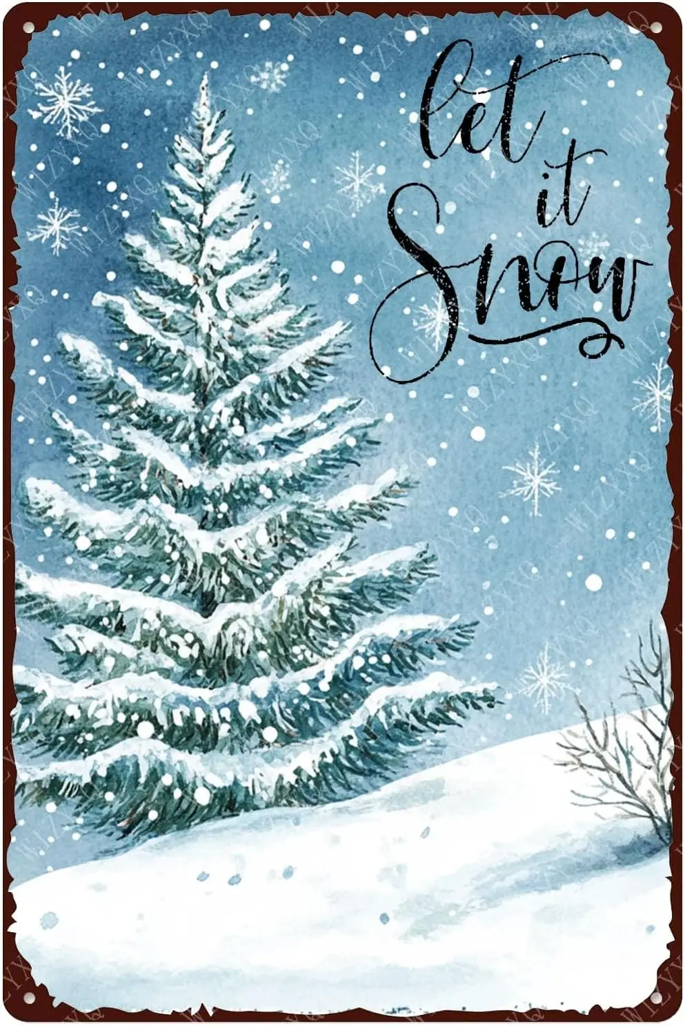 Tn Sgns Let t Snow Metl Wnter lumnum Sgn For Home Cfe Br Yrd Office Wll Decor 12×8 nch
