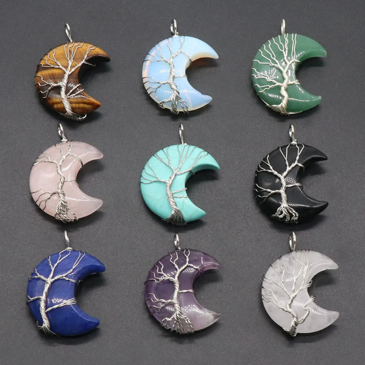 

Natural Stone Pendant Moon Shaped Gemstone Exquisite Charms for Jewelry Making Diy Boutique Bracelet Necklace Accessories