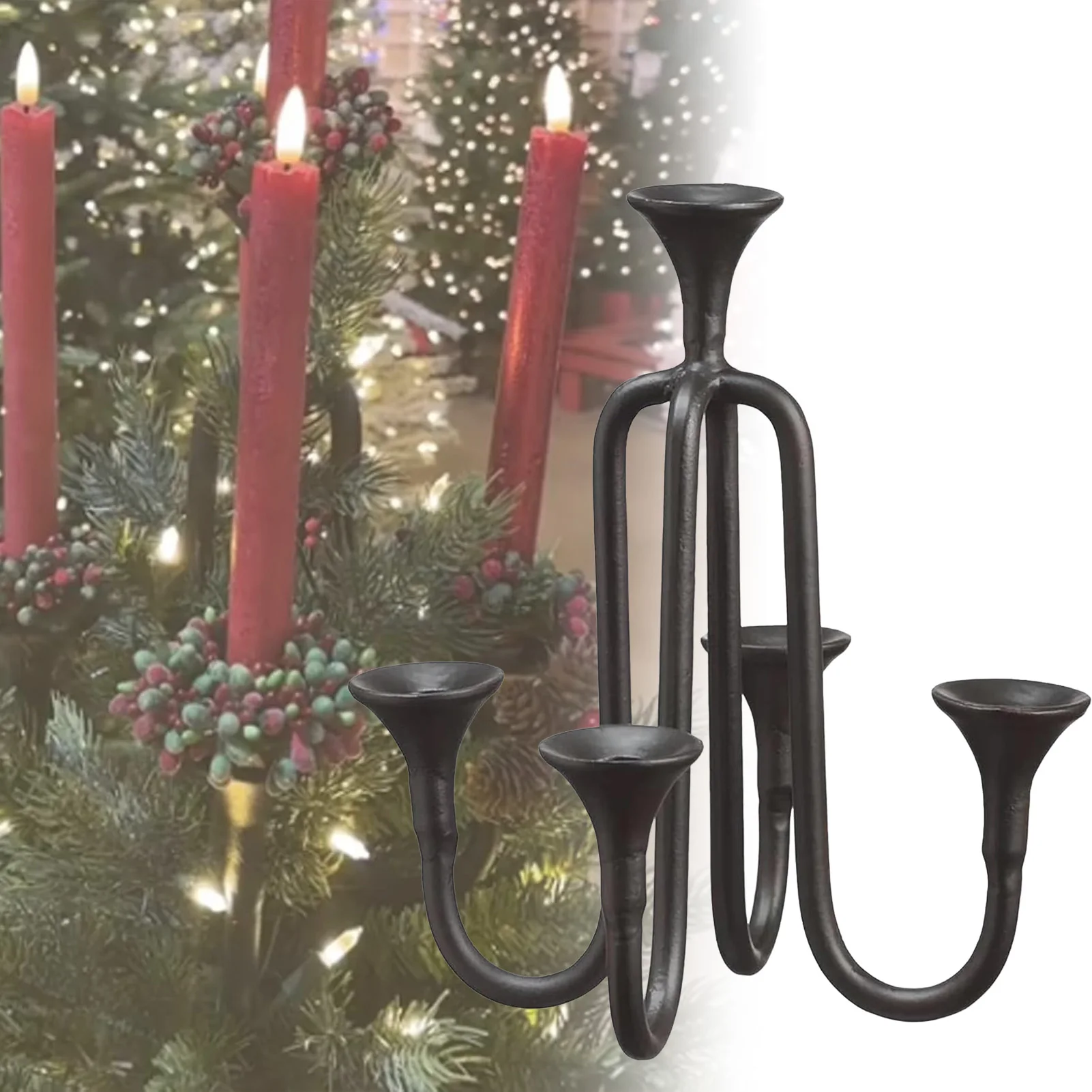 Рождественский декоративный подсвечник тонкая работа добавлен атмосферу