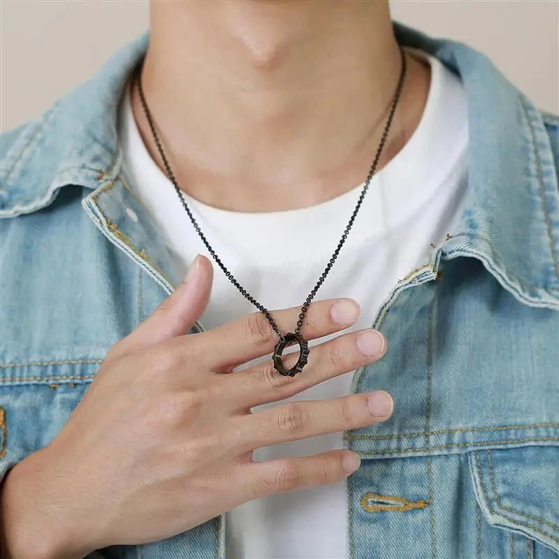 55 см Подвеска-шестиугольник ожерелья для мужчин из нержавеющей стали