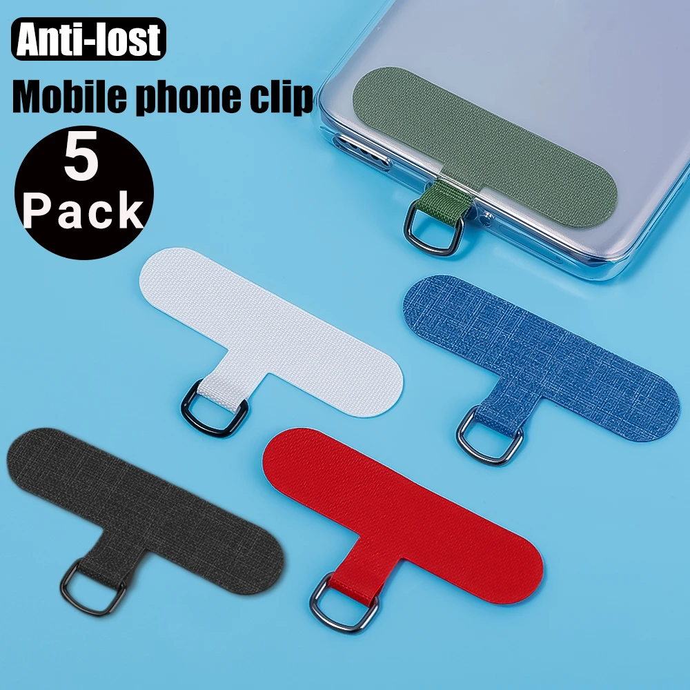 

5Pcs Phone Lanyard Strap Patch Gasket for Mobile Phone Sling Tether Cloth Card Replacement Metal Ring Clip Snap Hang Cord Tabs