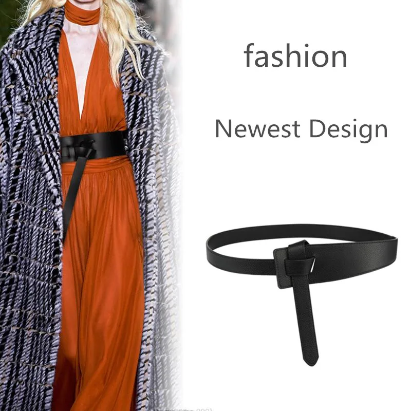 Design Soft Comfortable Knot Genuine Leather Waist Belt Lady Casual Decoration Belt Dress Coat Clothing Waistband Accessories
