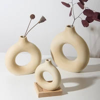 2022 donuts flower pot nordic circular hollow ceramic vase home decoration accessories office desktop living room interior