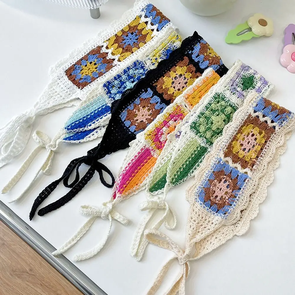 Женский вязаный крючком шарф в стиле ретро