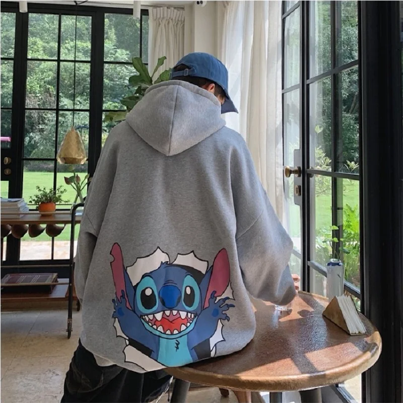 

Disney Cartoon Hoodie Cute Stitch Autumn New Student Casual Boys And Women Hooded Fashion Hip-hop Loose Couple Wear Sweatshirts