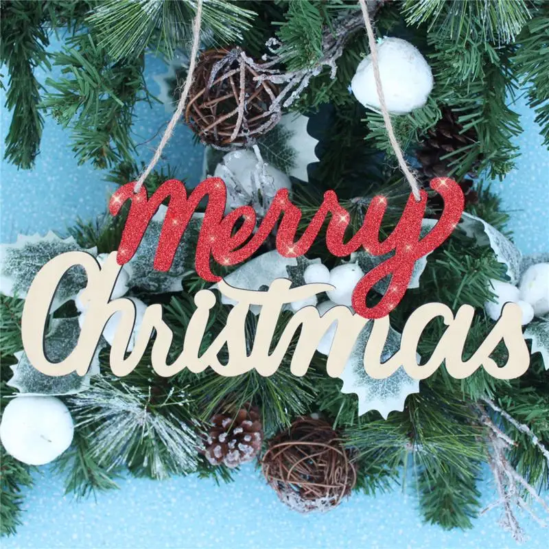 

Merry Christmas Wood Sign Cutout Wooden Letter Sign DIY Block Words Decorative Signs for Wreath Home Door Wall Art Decoration