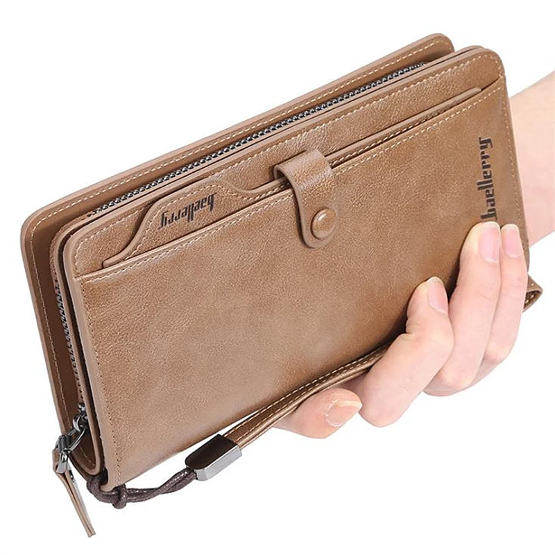 New Arrival Leather Men Wallets Large Capacity Driver License Phone Wallet Casual Long Zipper Male Clutch Coin Purses Carteir