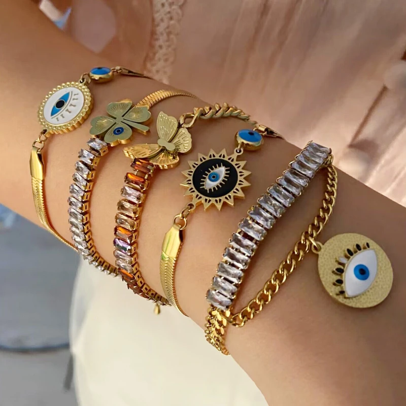 

Fashion Metal Stainless Steel Bracelet Eye Butterfly Men And Women Luxury Jewelry Enhance The Charm Couple Gifts Free Shipping