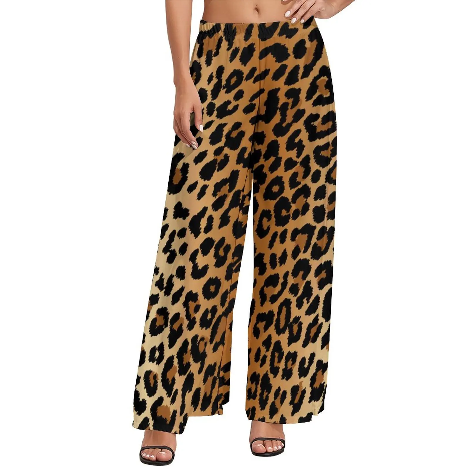 

Leopard Pants Classic Animal Spots Print Streetwear Straight Wide Pants High Waisted Casual Trousers Big Size 5XL 6XL