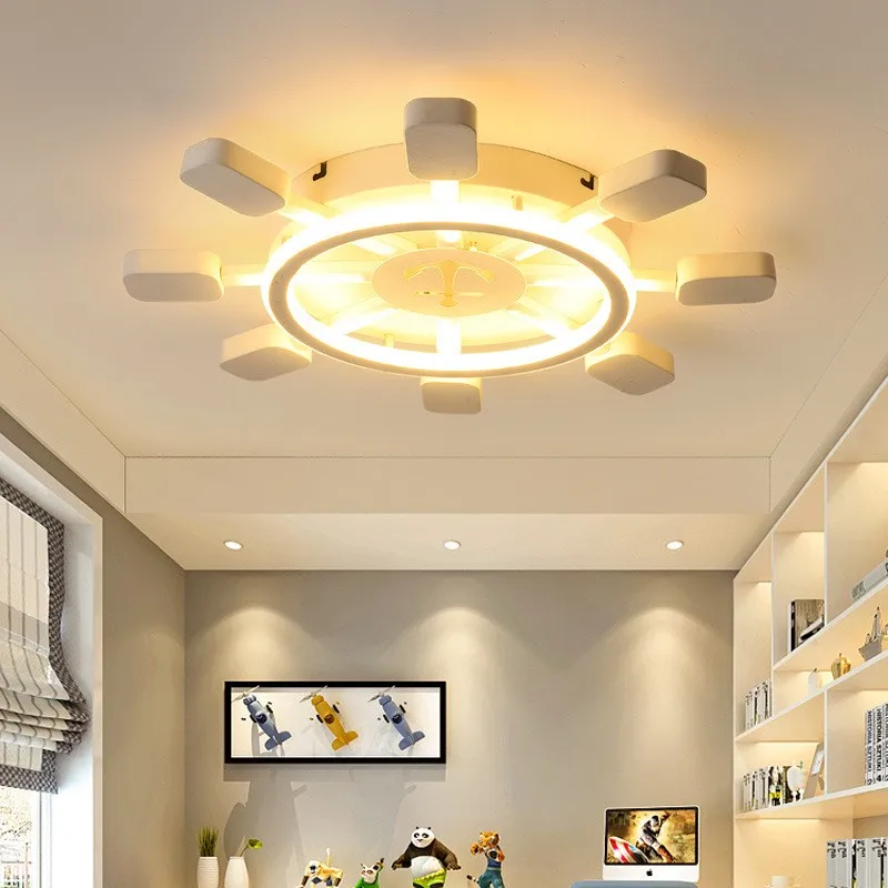 Светодиодная потолочная лампа seaman Home deco круглая синяя для мальчиков и девочек