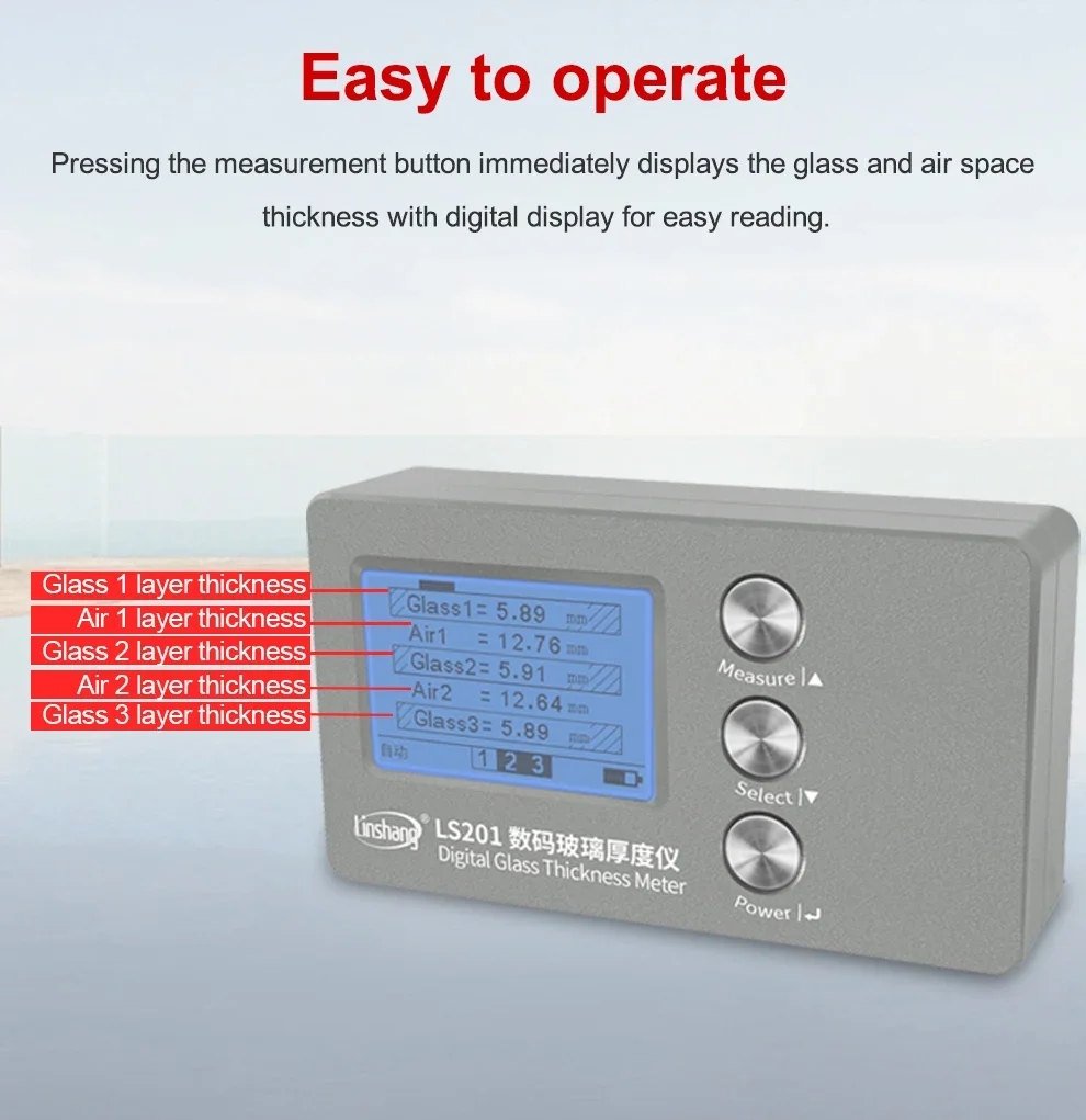Толщиномер стекла LS201 Односторонний измерительный прибор для чтения отражения