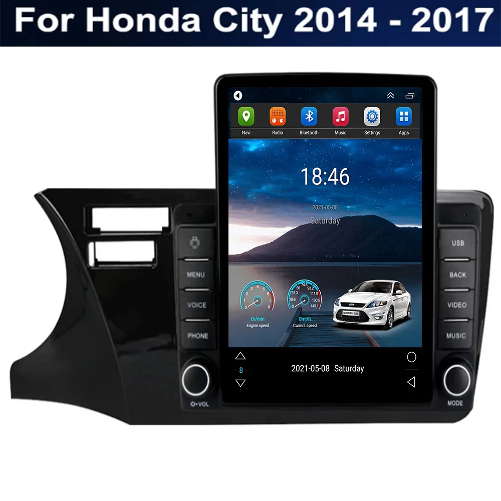 

For Tesla Style 2 Din Android12 Car Radio For Honda City 2014 - 2017 Multimedia Video Player GPS Stereo Carplay DSP RDS Camera