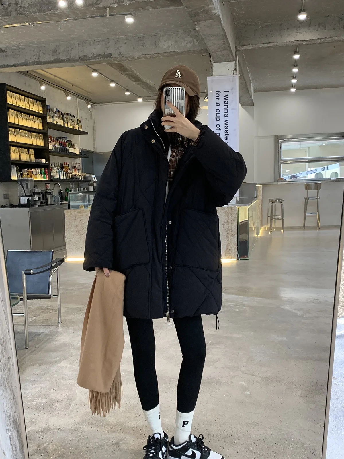 Casaco Feminina Casaco Inverno Feminino Korean Version Winter New Loose All-Match Casual Handmade Rhombus Cotton Padded Clothes