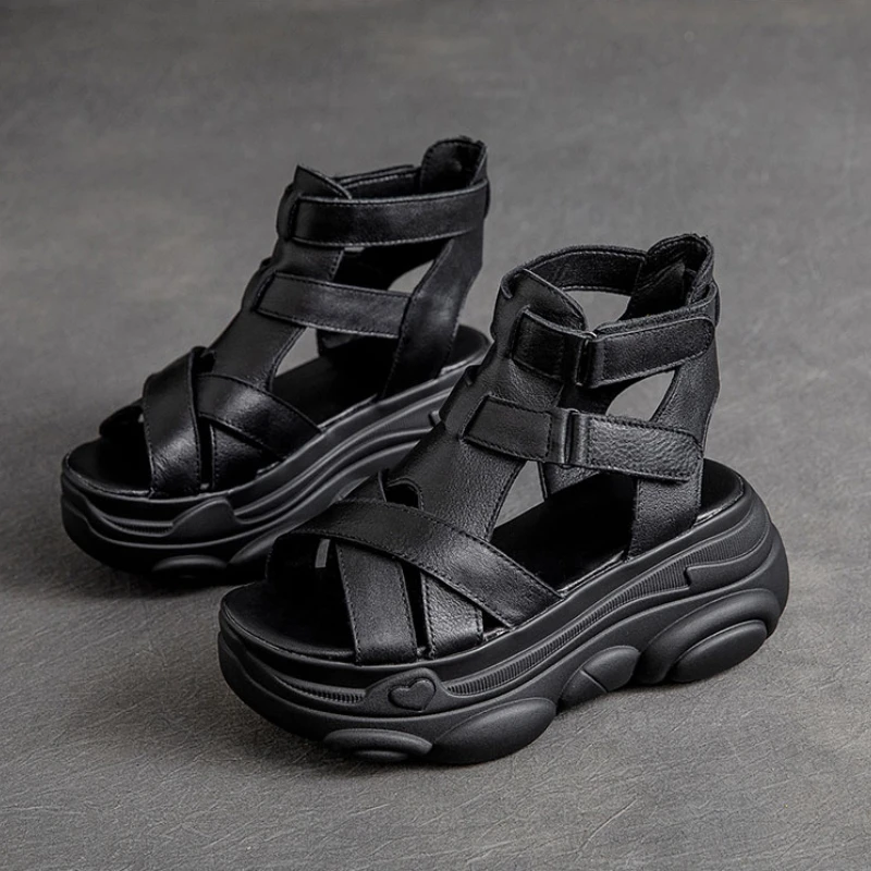 

2023 New Women's Shoes Thick Sole PU Roman Sandals Summer Leisure Comfortable Beach Sandals Solid Color Open Toe Women's Sandals