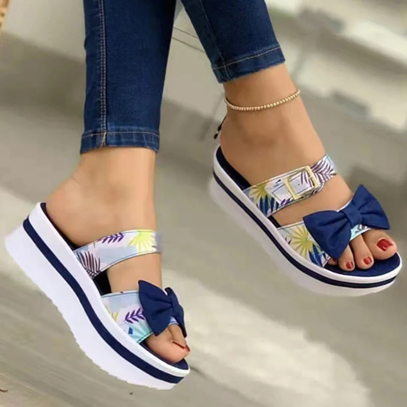 

Women Sandals 2022 Sweet Summer Sandals With Platform Chaussure Femme Slip On Wedges Shoes For Women Platform Heels Slippers