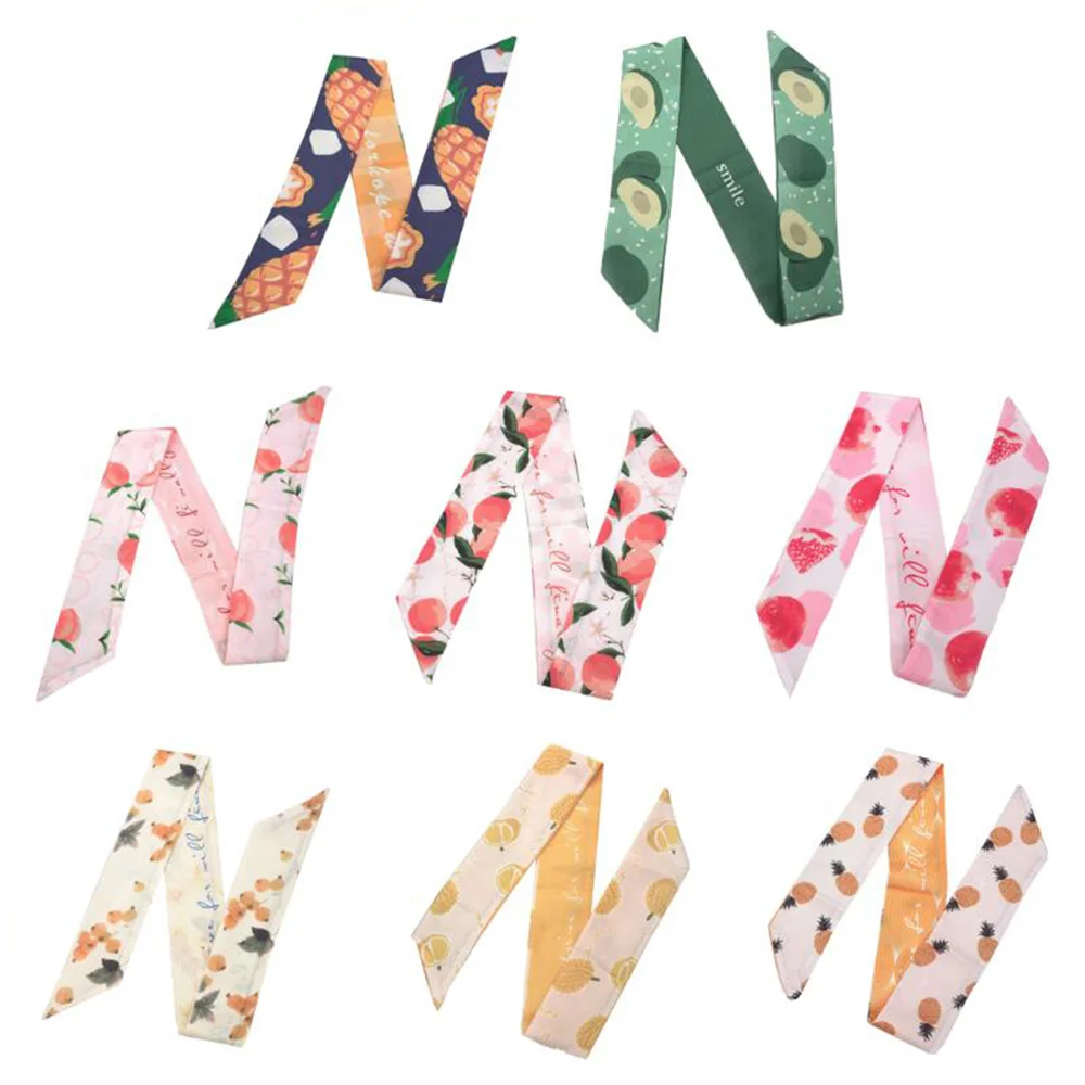 

1/4/8pcs Summer Hair Scarf Hairband Tied-up Ribbon Long Bow Headband Vintage Fruits Print Hair Ribbons Accessory