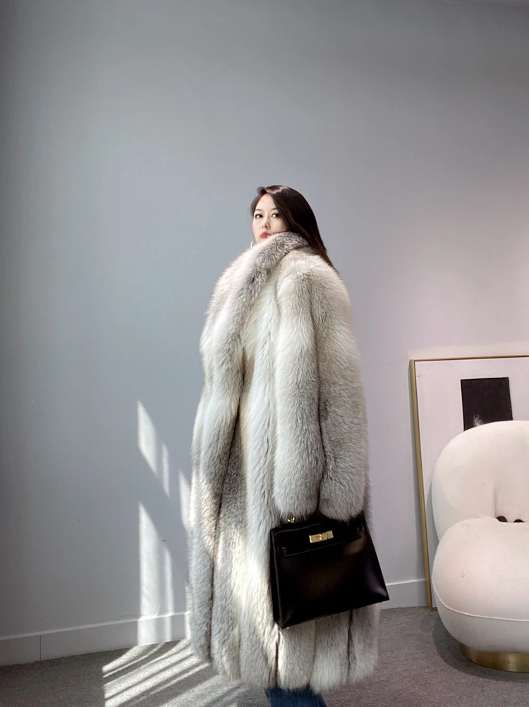 Full Leather Golden Island Rihui Fox Fox Fur Women's Long Fur Coat