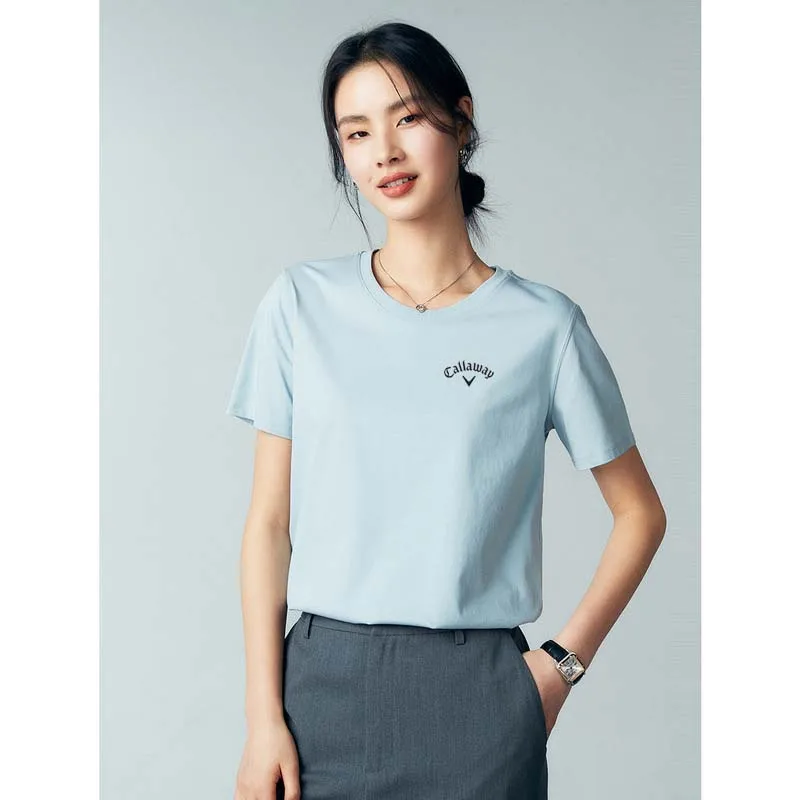 Women Pure Colour Golf T-shirt Short-sleeved Casual Top Thick Cotton Half-sleeve  O-neck T Shirt Mercerized  Simple