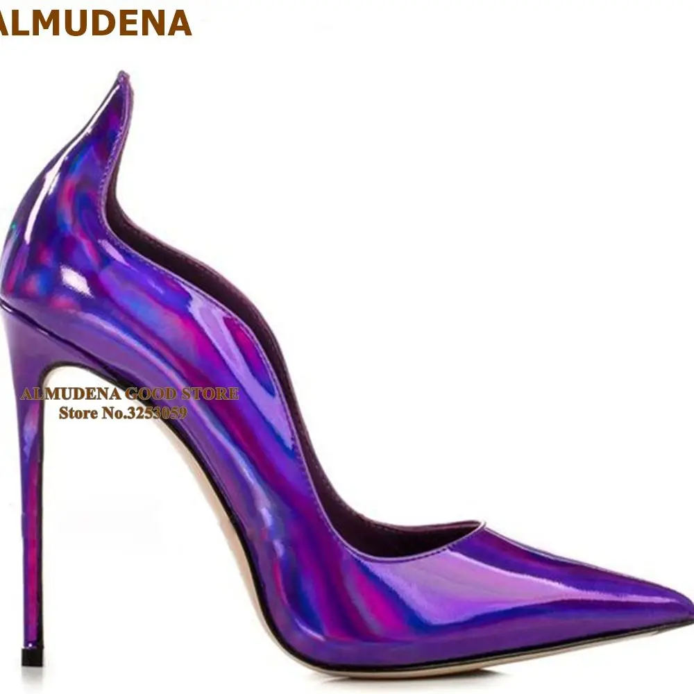 ALMUDENA Fuchsia Pink Satin Cloth High Heel Shoes 12cm 10cm 8cm Silk Fabric Pointed Toe Slip-on Pumps Special Cut Wedding Heels