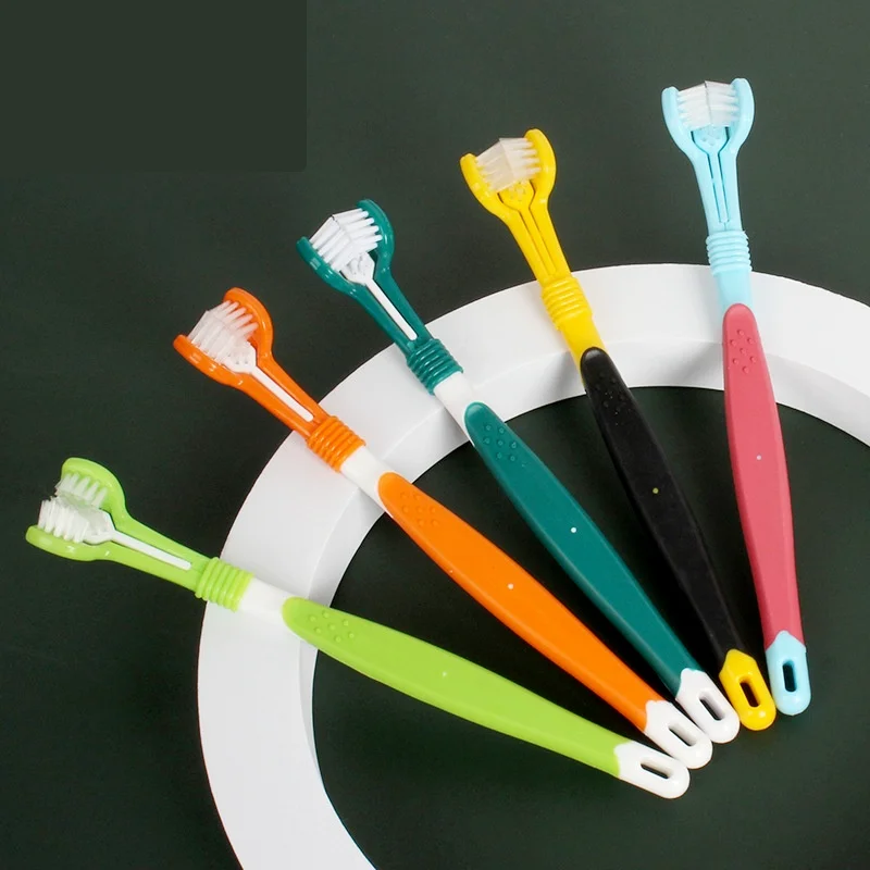 

Pet Toothbrush Three-Head Toothbrush Multi-angle Brushing Teeth Cleaning To Remove Bad Breath Dog Cat Toothbrush