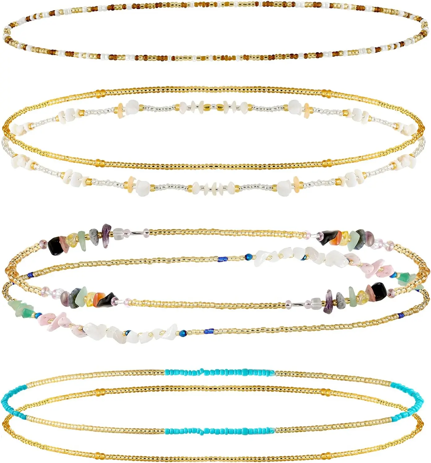 Фото 7 Pieces Waist Beads for Women Jewelry Belly Beads Chains Summer African Beach Bikini Body Belly Chains Jewelry №1