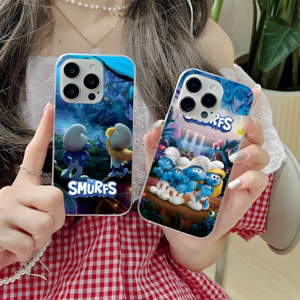 Smurfs Smurfette Smart Mobile Cell Phone Case for iPhone 16 15 14 13 12 11 X XR XS 8 Pro Max Plus Mini Clear Transparent Cover