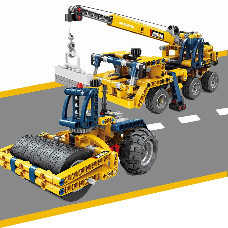 

City Engineering Vehicle Excavator Building Blocks Dump Truck Tractor Digger Crane Model Technical Construction Bricks Toys Gift