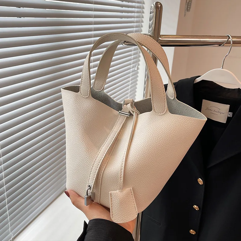 

Lychee Pattern Portable Women's Bag Summer 2022 New Popular Texture Handbag Versatile Bucket Bag
