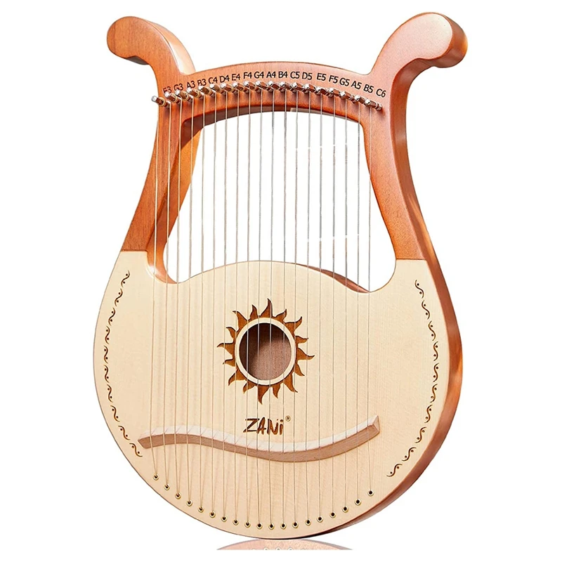 

Zani Lyre Harp,19 String Wooden Lyre Harp,Lyakin,19 String Lyre Unique Patterns Carved Symbols,For Music Lovers Beginners,Etc