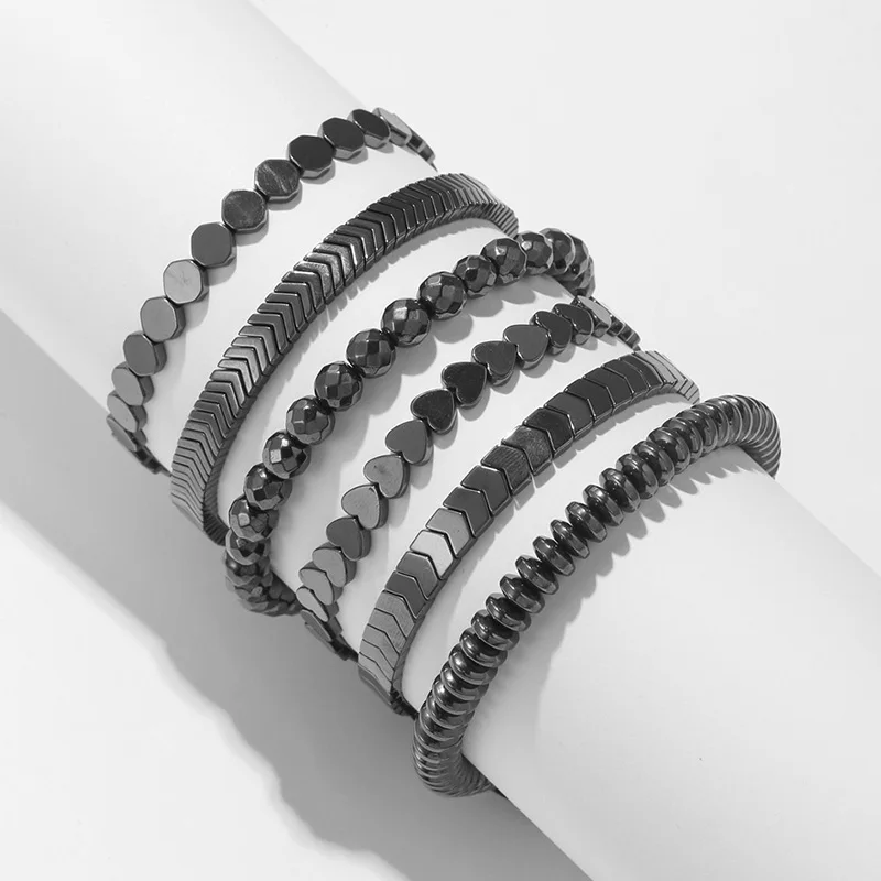 

Geometric Creative Heart Flat Beads Handwoven Bracelet Personalized Adjustable Chain Bracelet Women Men New Jewelry Accessories