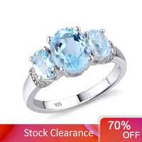 gz zongfa genuine 925 sterling silver ring for women oval natural sky blue topaz gemstone 3 4 carats rhodium plated fine jewelry